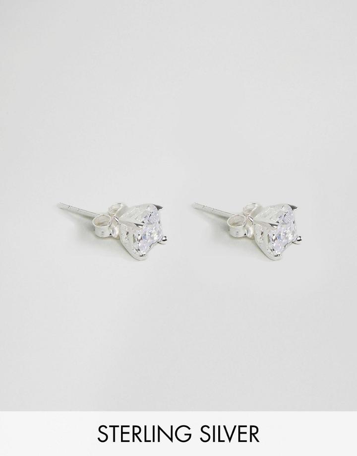 Asos Sterling Silver Crystal Stud Earrings - Silver