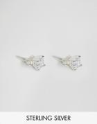 Asos Sterling Silver Crystal Stud Earrings - Silver