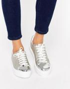 Asos Definitely Lace Up Sneakers - Silver