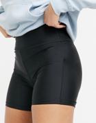 Asos Design Legging Short In Matte Sheen With Bum Sculpting Seam In Black