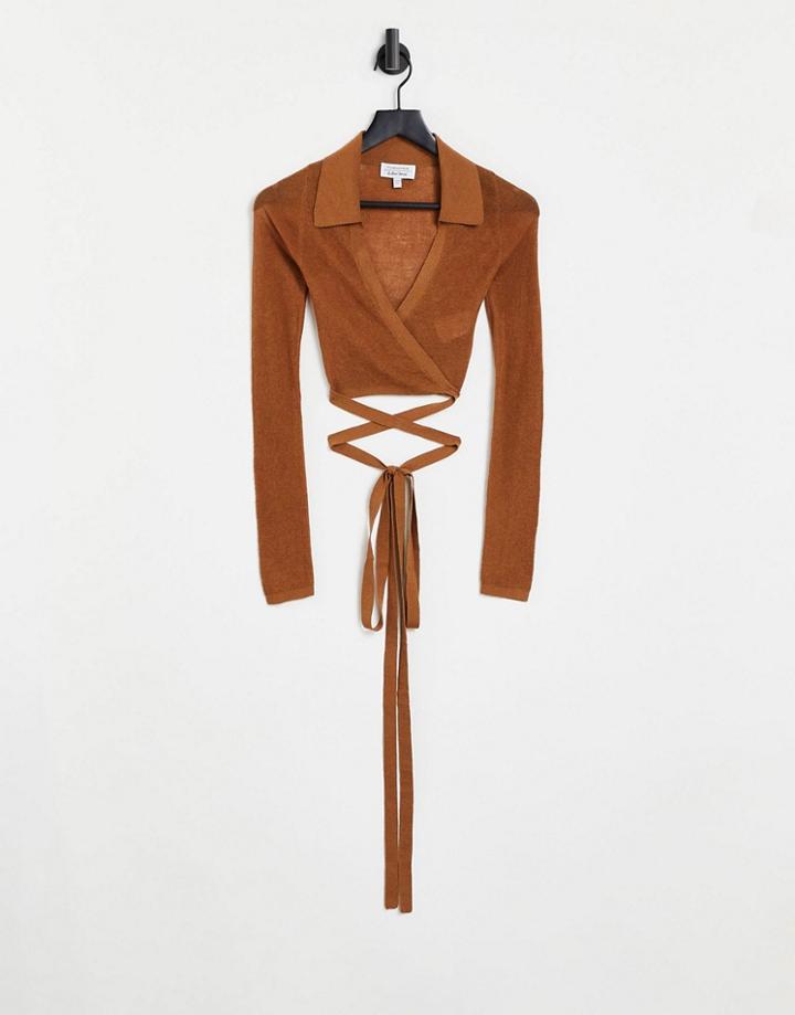 & Other Stories Mesh Wrap Cardigan In Brown