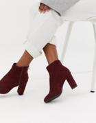 New Look Heeled Chelsea Boot In Dark Red - Red