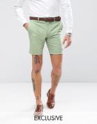Only & Sons Skinny Shorts In Cotton Sateen - Green