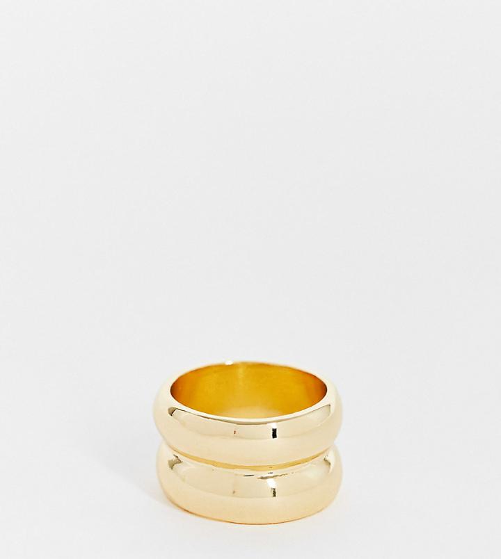 Designb Curve Double Row Ring In Gold Tone