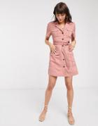 & Other Stories Multi-pocket Mini Utility Dress In Dusty Pink