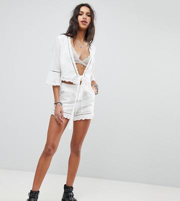 Ebonie N Ivory Shorts With Broderie Trim Two-piece - White
