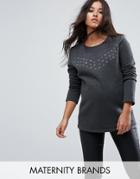 Supermom Long Sleeve Sweater With Eyelet Detail - Gray