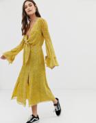 The East Order Ry Knot Front Midi Dress - Yellow