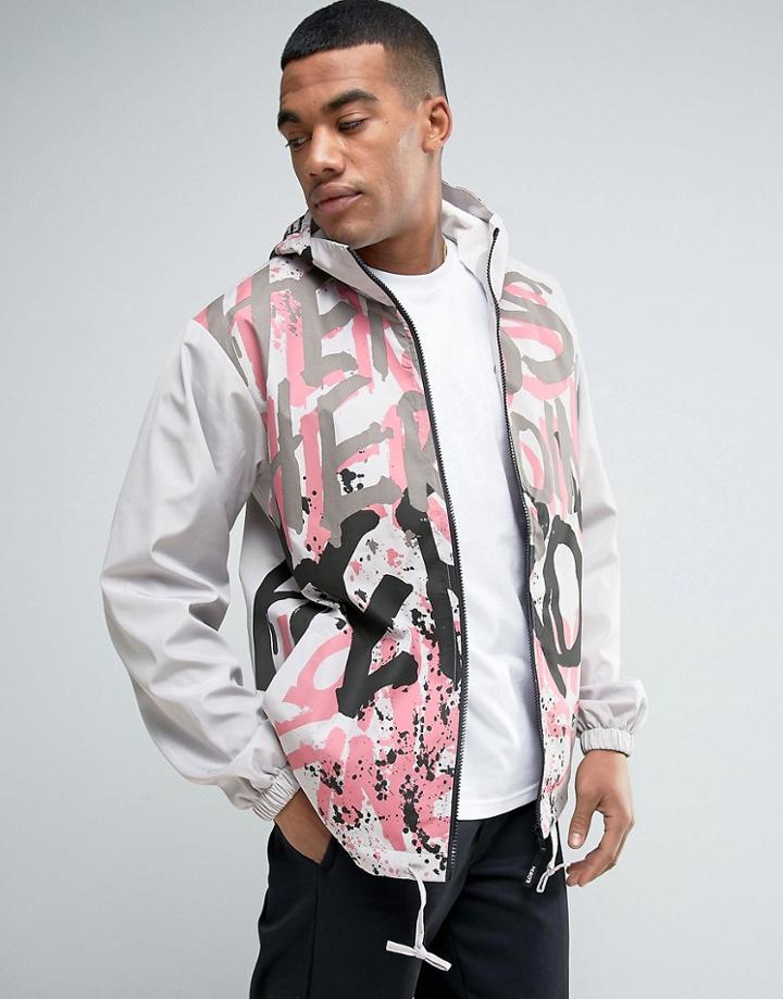 Heros Heroine Lightweight Jacket In Graffiti Print - Gray