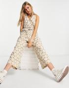 Daisy Street Relaxed Jumpsuit In Brown Geo Print-white