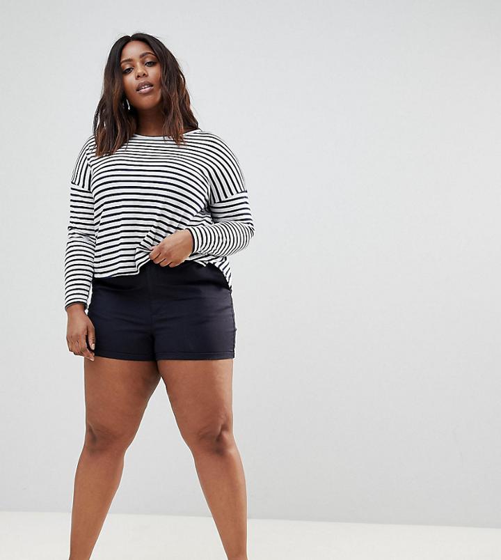 Asos Design Curve Chino Shorts In Navy - Blue