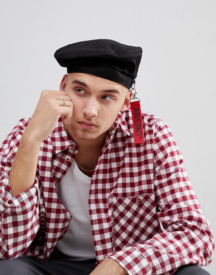 Asos Beret In Black With D-ring And Tag Interest - Black