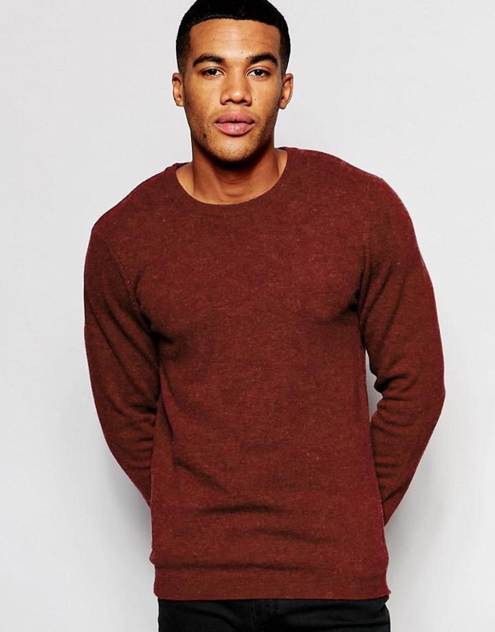 Asos Lightweight Lambswool Rich Sweater - Burgundy
