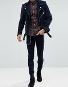 Noose & Monkey Super Skinny Jeans In Clean Indigo With Chain - Black