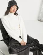 Na-kd Funnel Neck Knitted Sweater In Off White