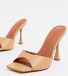 Asos Design Wide Fit Nero Square Toe Mules In Beige-neutral