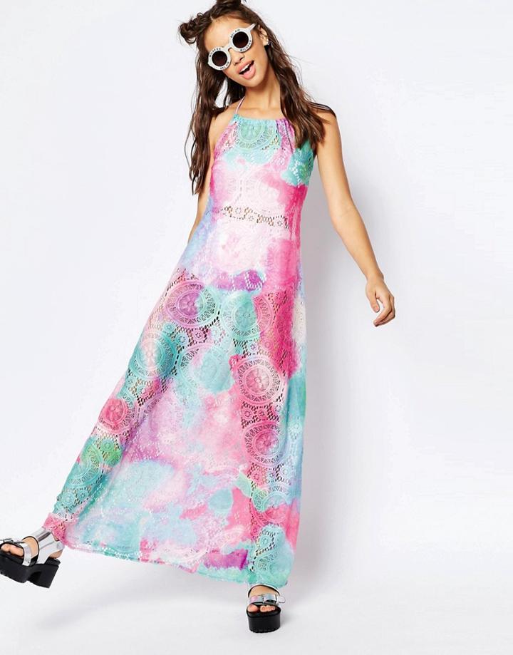 Jaded London Crochet Maxi Dress - Multi