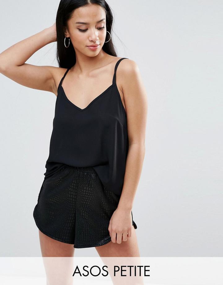 Asos Petite Woven Cami Top With Double Straps - Black