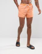 Asos Swim Shorts In Orange Acid Wash Short Length - Orange