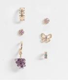 Monki Elvira 6 Pack Earring Set In Gold