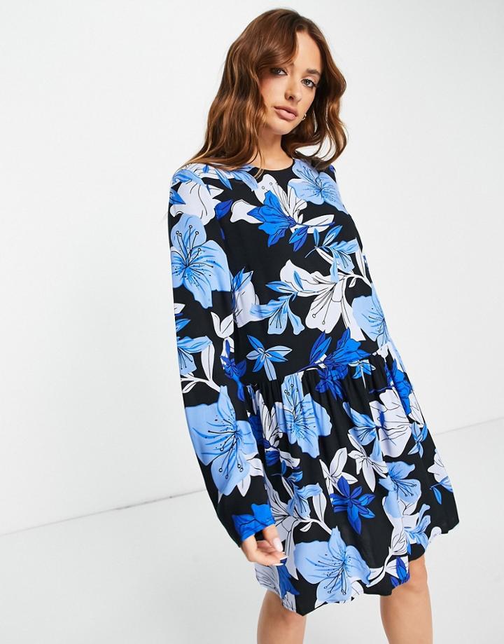 Y.a.s Hunter Floral Mini Dress In Black Multi