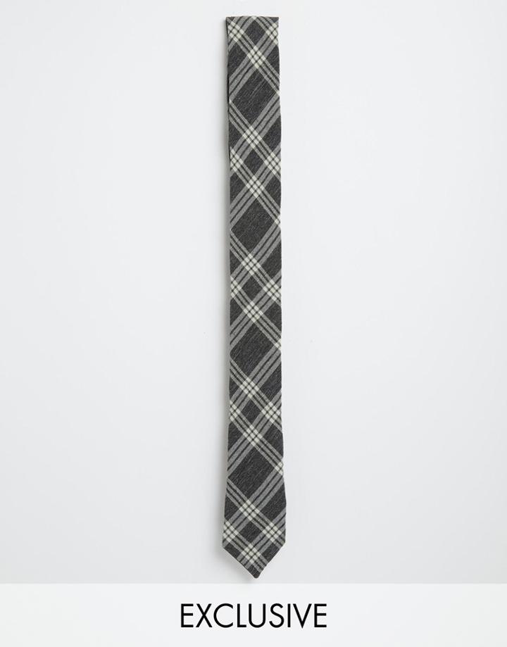 Reclaimed Vintage Check Skinny Tie - Gray