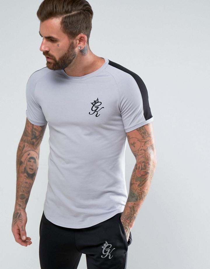 Gym King Muscle T-shirt In Gray With Black Stripe - Gray