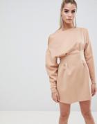 Asos Design One Shoulder Mini Dress In Scuba - Pink