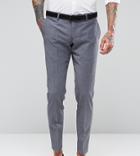 Number Eight Savile Row Exclusive Melange Wedding Suit Pants With Stretch In Skinny Fit - Gray