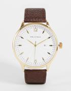 Bellfield Watch With Pebbled Leather Strap In Brown-gold