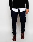 Asos Tapered Joggers In Wool Look - Navy