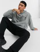 Asos Design Oversized Polar Fleece Hoodie In Gray With Rose Embroidery-grey