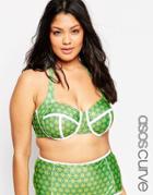 Asos Curve 50's Halter Bikini Top With Contrast And Support In Retro Floral Print - Print