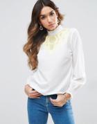 Asos Blouse With Contrast Embroidery - Pink