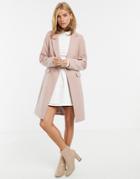 New Look Button Front Coat In Light Pink - Pink