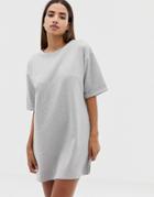 Asos Design Lounge Organic Cotton Super Soft Oversize Mini Dress - Gray