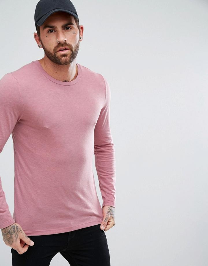 Asos Long Sleeve Crew Neck T-shirt - Pink