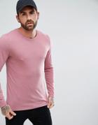 Asos Long Sleeve Crew Neck T-shirt - Pink