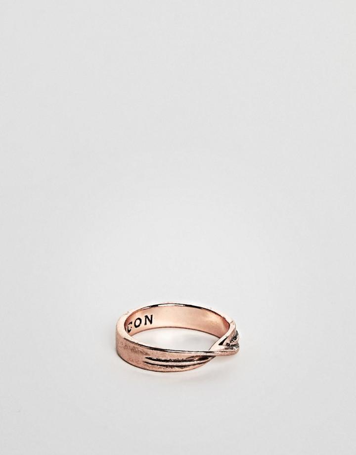 Icon Brand Twist Band Ring In Rose Gold - Gold