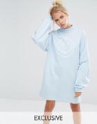 Lazy Oaf Oversized Sweatshirt With No Thanks Print - Blue