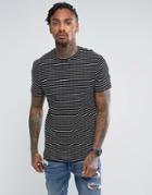Asos Longline Muscle Stripe T-shirt In Rib - Black