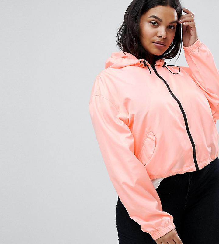 Brave Soul Plus Jade Crop Rain Trench - Pink