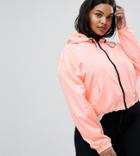 Brave Soul Plus Jade Crop Rain Trench - Pink