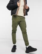 Jack & Jones Intelligence Nylon Tech Detail Cuffed Cargo Pants In Khaki-green