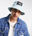 Calvin Klein Jeans Asos Exclusive Monogram Badge Bucket Hat In Blue