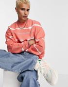 Asos Design Oversized Sweatshirt In Orange Tie Dye With Text Print