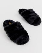 Truffle Collection Faux Fur Slippers-black