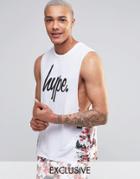Hype Dropped Armhole Tank With Leaves Print - White