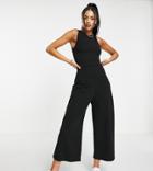 Missguided Tall Racer Neck Culotte Jumpsuit In Black