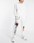 Pull & Bear Sweatpants With Multi Label Print In White Set